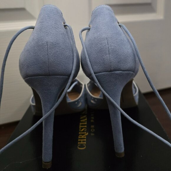 christian siriano payless blue suede lace-up heels - Picture 4 of 5